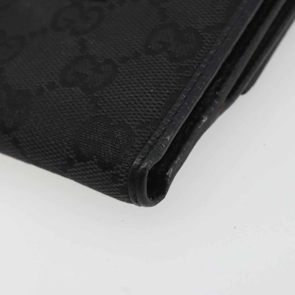 GUCCI GG Canvas Abby Compact Wallet Black Gold Tone 141411 Auth 196104