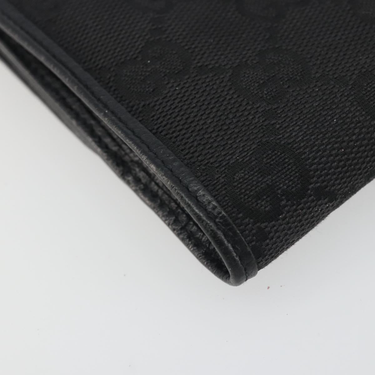 GUCCI GG Canvas Abby Compact Wallet Black Gold Tone 141411 Auth 196104
