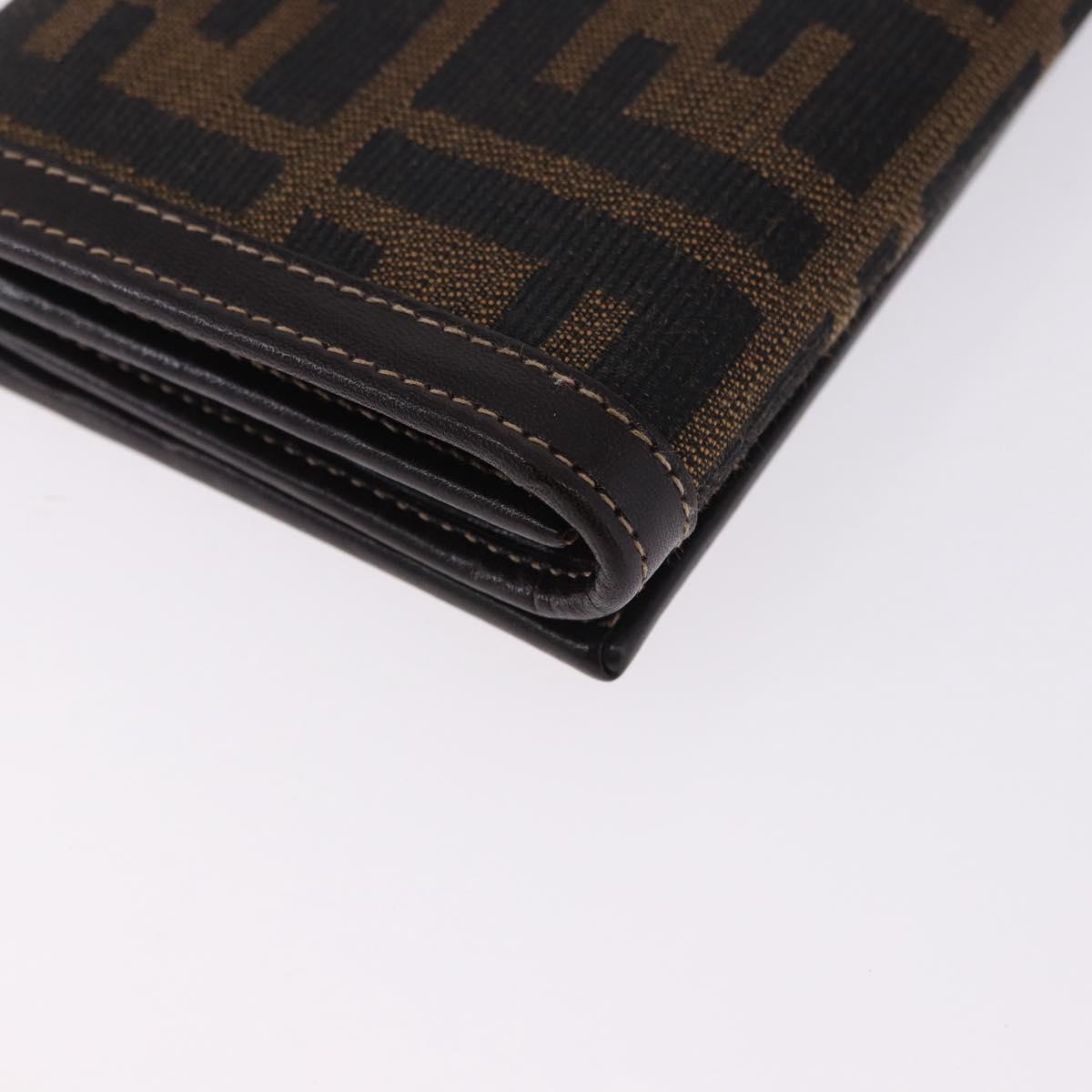 FENDI Zucca Canvas Long Wallet Black Brown Auth 196107V