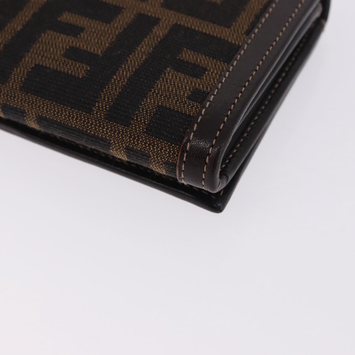 FENDI Zucca Canvas Long Wallet Black Brown Auth 196107V