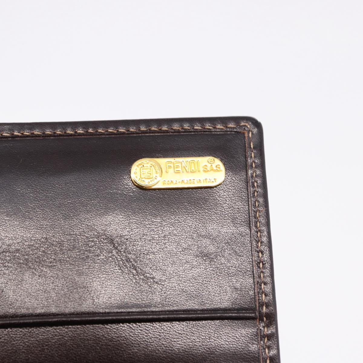 FENDI Zucca Canvas Long Wallet Black Brown Auth 196107V