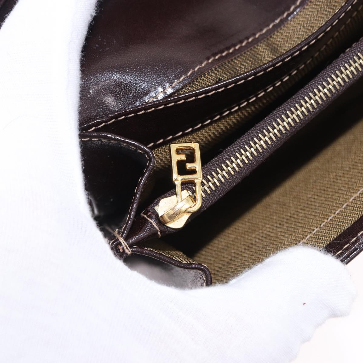 FENDI Zucca Canvas Long Wallet Black Brown Auth 196107V