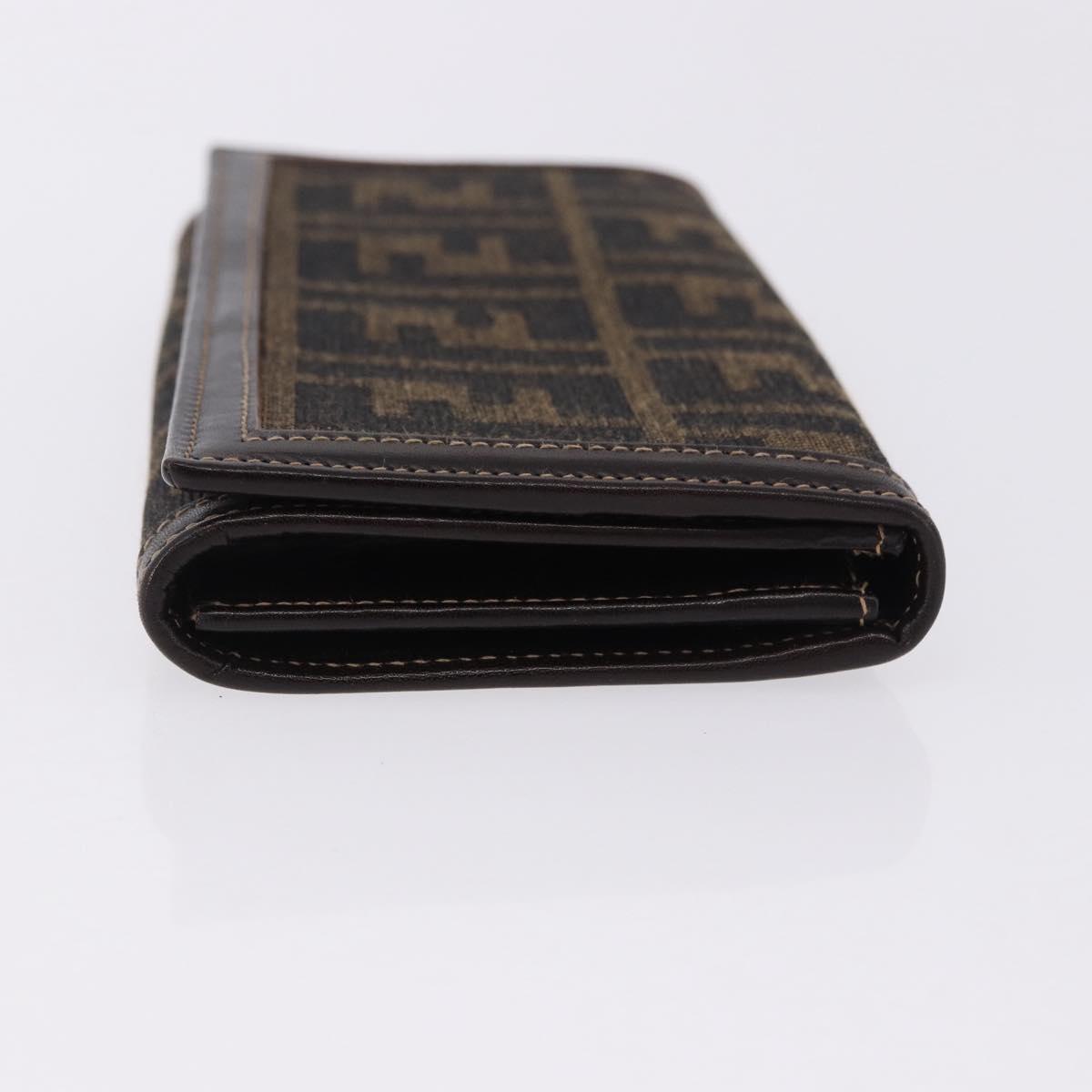 FENDI Zucca Canvas Long Wallet Black Brown Auth 196107V