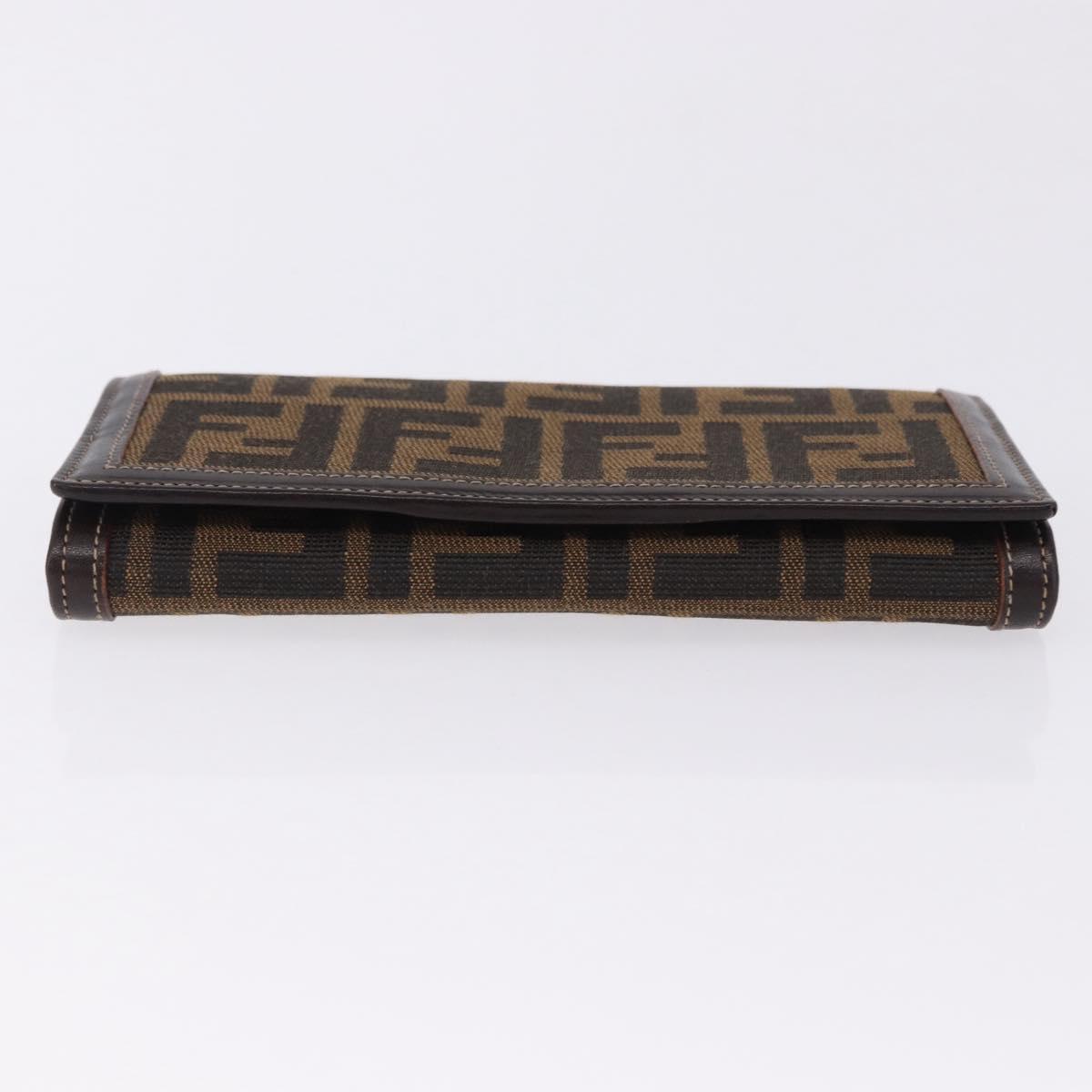 FENDI Zucca Canvas Long Wallet Black Brown Auth 196107V