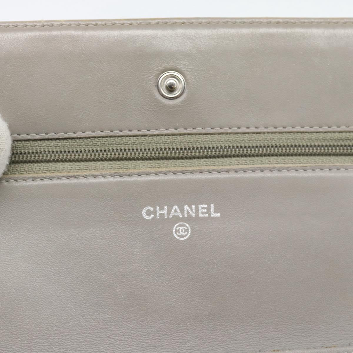 CHANEL Matelasse Chain Shoulder Wallet Patent Gold Silver CC Auth 196109