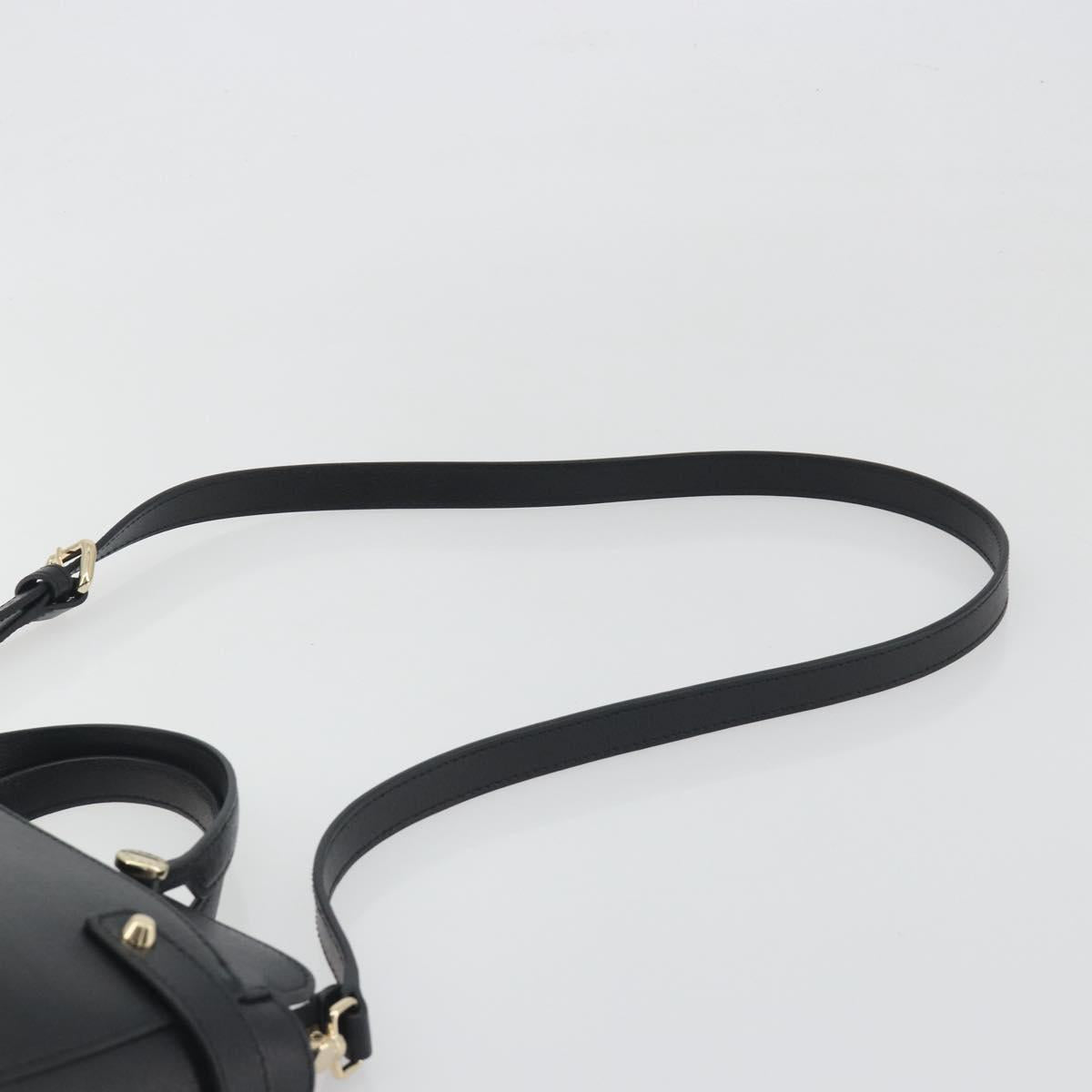 FURLA Hand Bag Leather 2way Black Gold Tone Auth 196110A