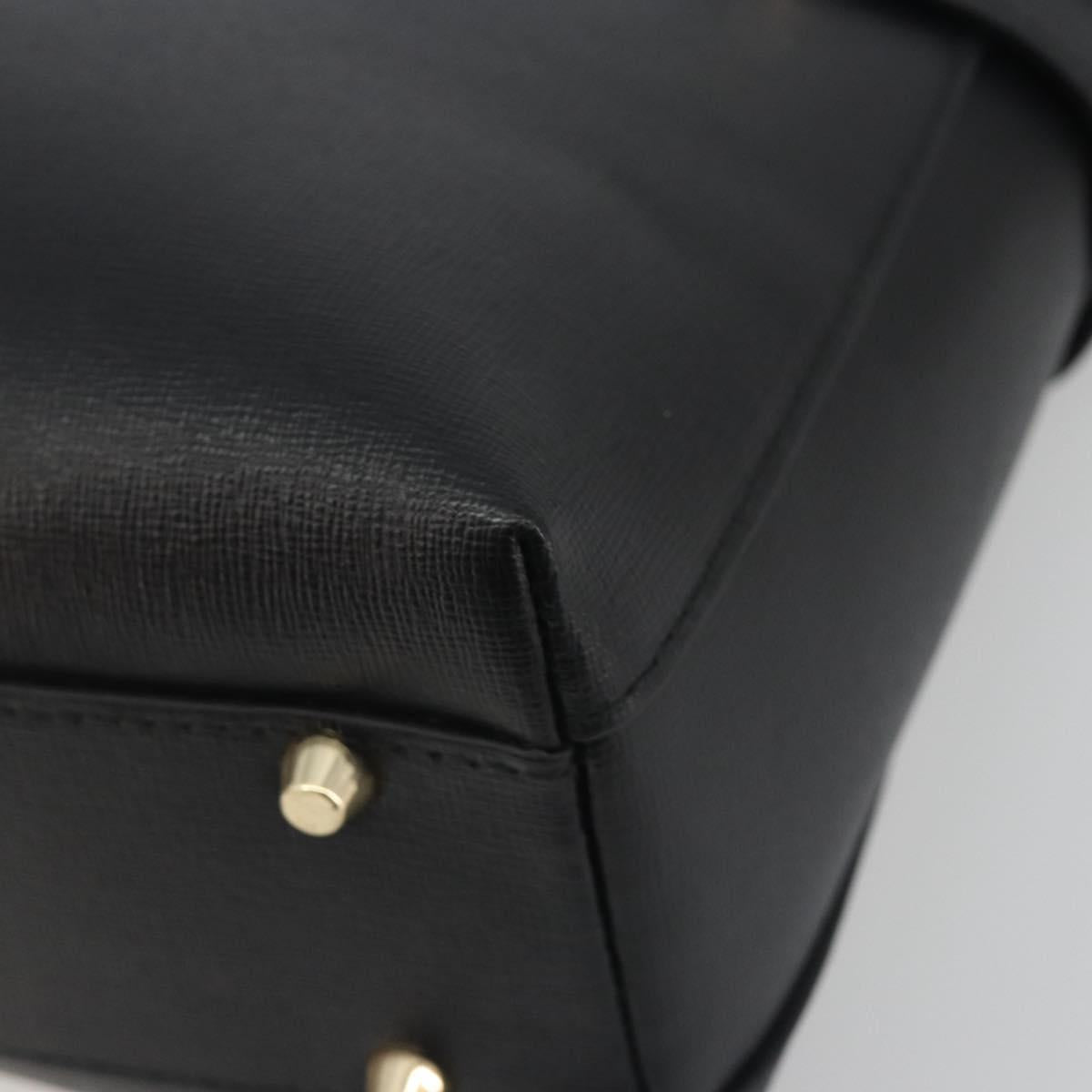 FURLA Hand Bag Leather 2way Black Gold Tone Auth 196110A