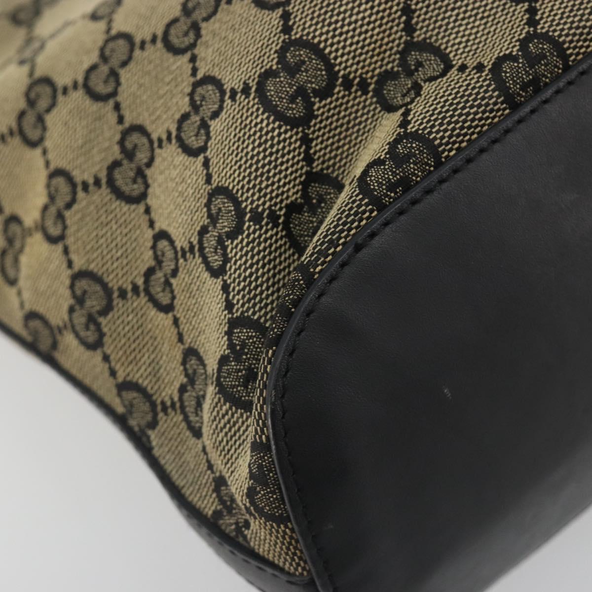 GUCCI GG Canvas Shoulder Bag Black Gold Tone 001.4286 Auth 196111
