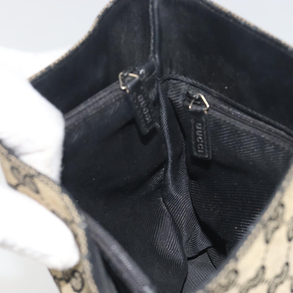 GUCCI GG Canvas Shoulder Bag Black Gold Tone 001.4286 Auth 196111
