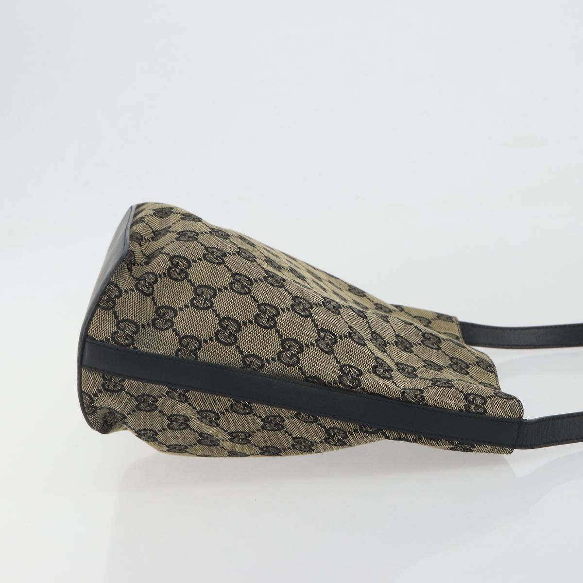 GUCCI GG Canvas Shoulder Bag Black Gold Tone 001.4286 Auth 196111