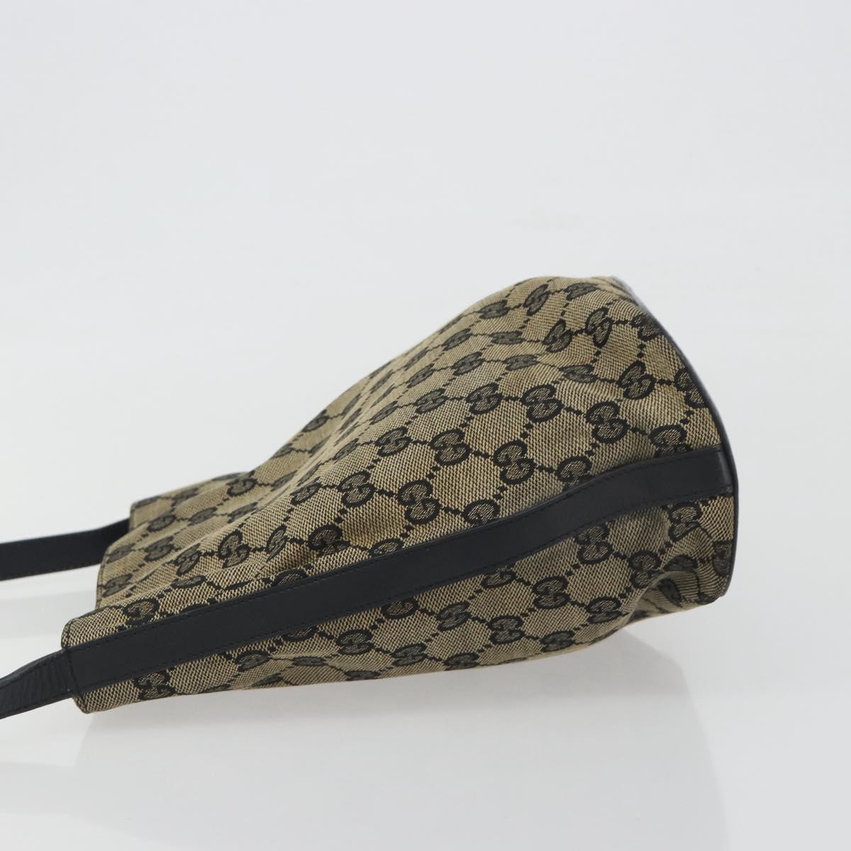 GUCCI GG Canvas Shoulder Bag Black Gold Tone 001.4286 Auth 196111