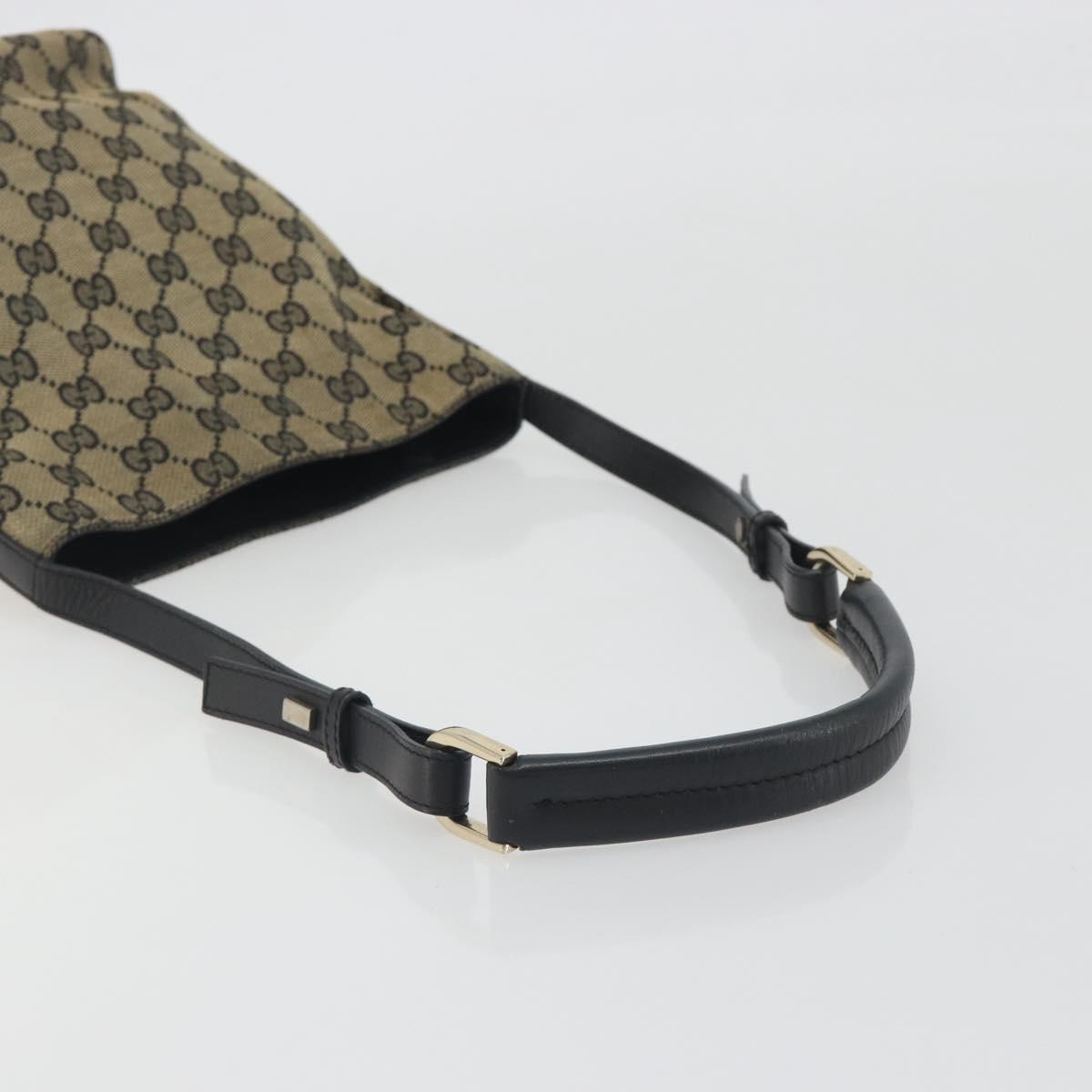 GUCCI GG Canvas Shoulder Bag Black Gold Tone 001.4286 Auth 196111