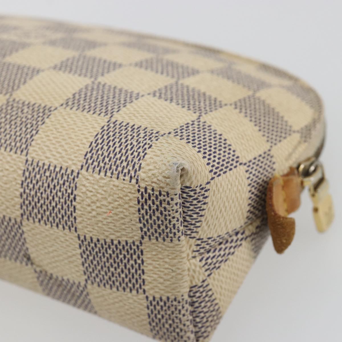 LOUIS VUITTON Damier Azur Pochette Cosmetic PM Pouch N60024 LV Auth 196115