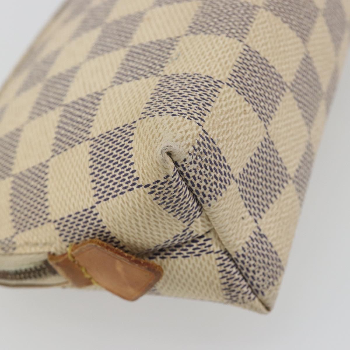 LOUIS VUITTON Damier Azur Pochette Cosmetic PM Pouch N60024 LV Auth 196115