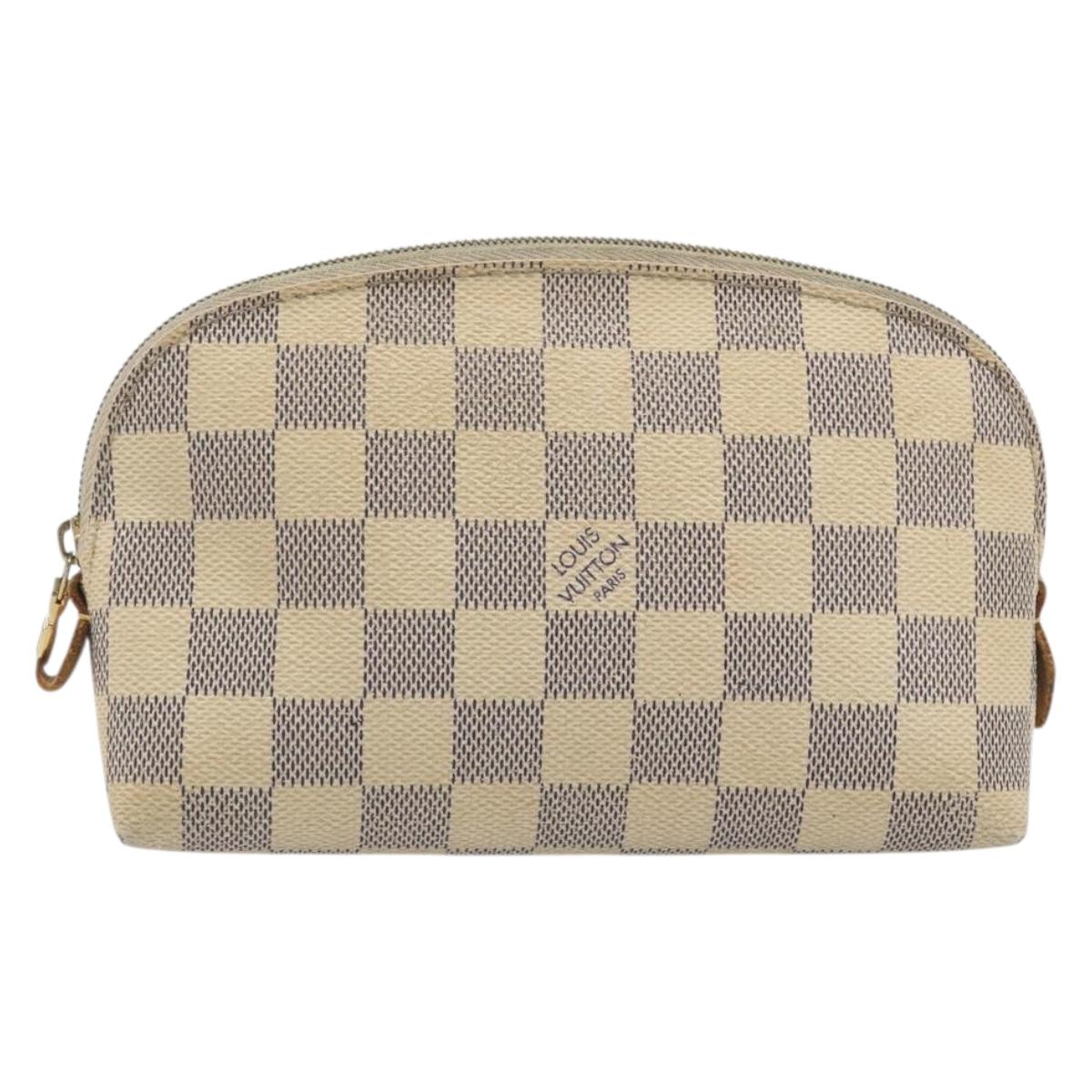 LOUIS VUITTON Damier Azur Pochette Cosmetic PM Pouch N60024 LV Auth 196115