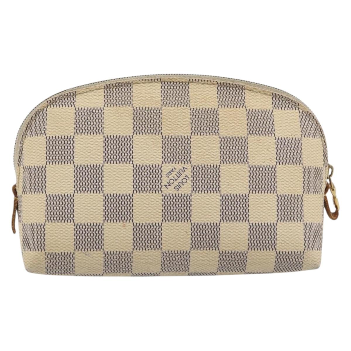 LOUIS VUITTON Damier Azur Pochette Cosmetic PM Pouch N60024 LV Auth 196115
