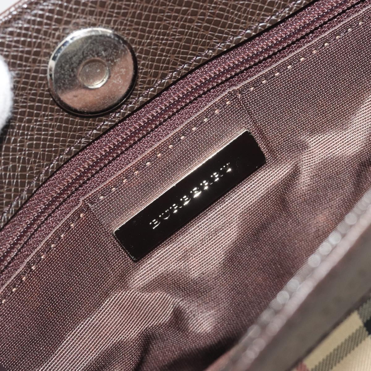 BURBERRY Nova Check Shoulder Bag Canvas Beige Silver Auth 196117