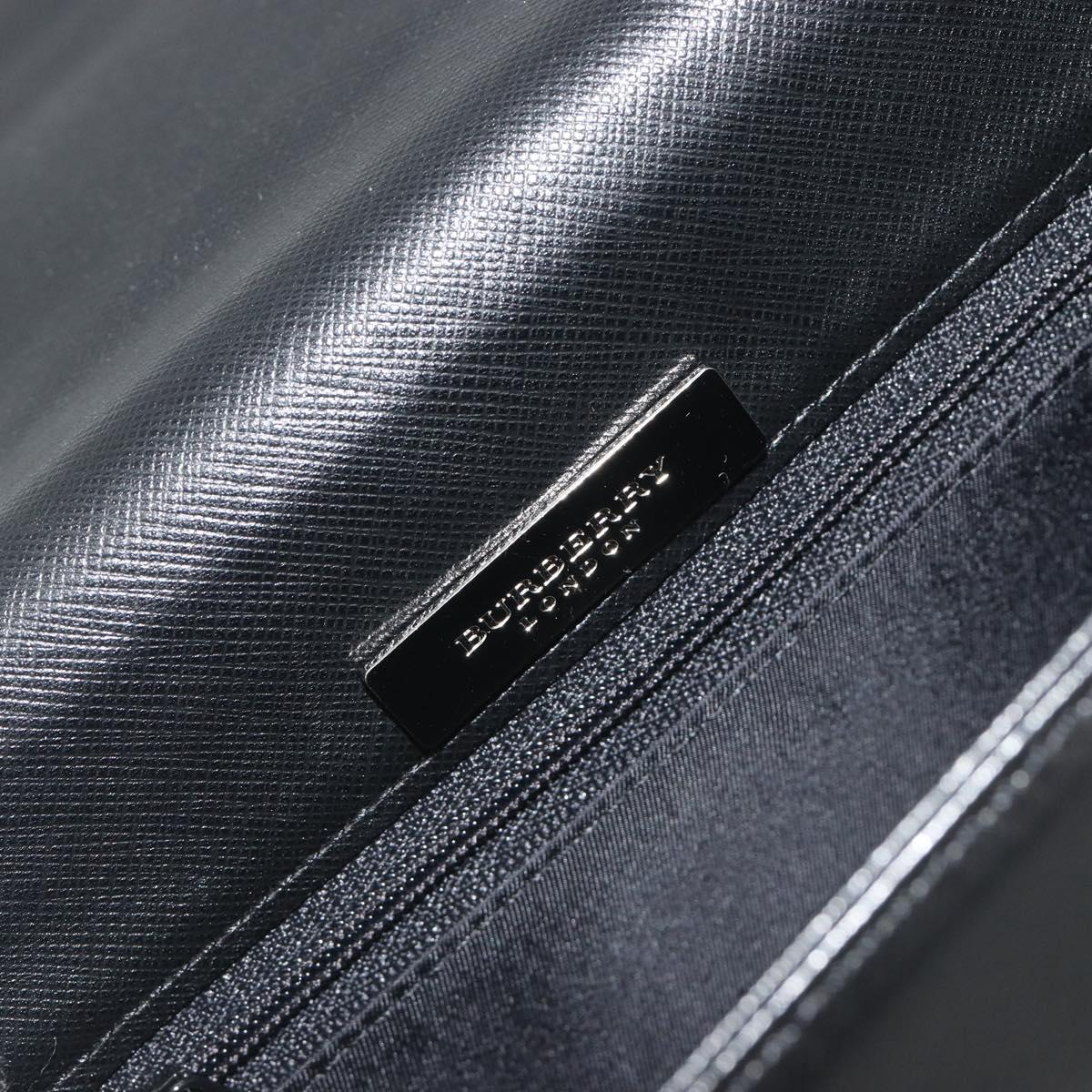 BURBERRY Hand Bag Leather Black Silver Auth 196118