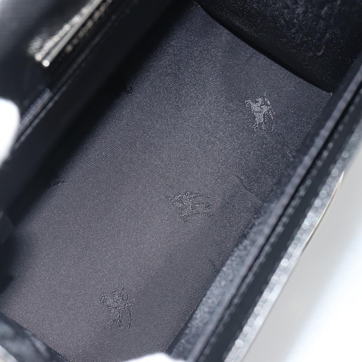BURBERRY Hand Bag Leather Black Silver Auth 196118