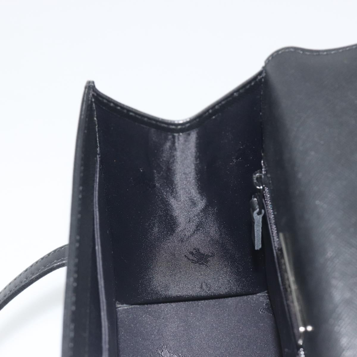 BURBERRY Hand Bag Leather Black Silver Auth 196118