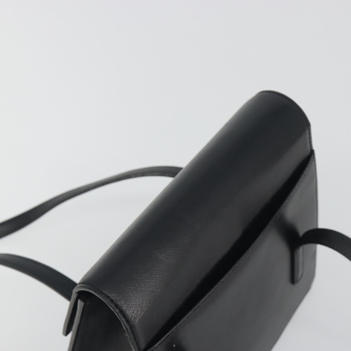 BURBERRY Hand Bag Leather Black Silver Auth 196118