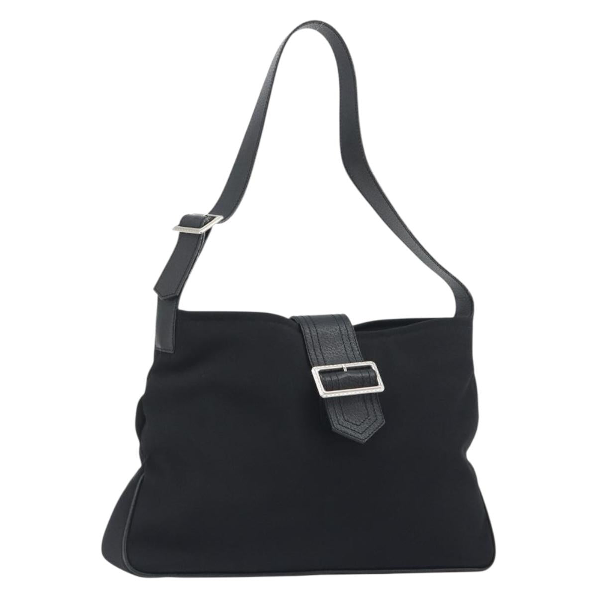 BURBERRY Shoulder Bag Canvas Black Silver Auth 196119