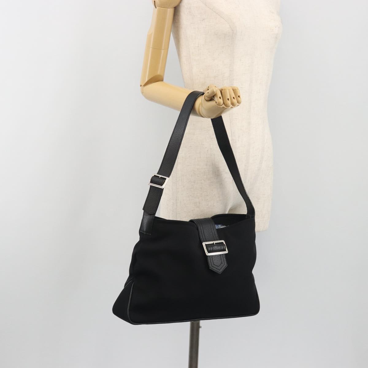BURBERRY Shoulder Bag Canvas Black Silver Auth 196119