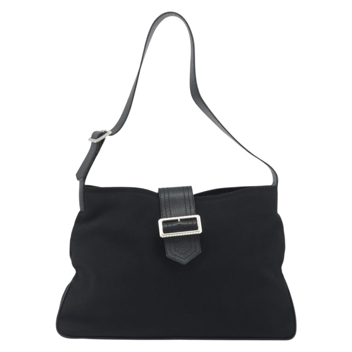 BURBERRY Shoulder Bag Canvas Black Silver Auth 196119