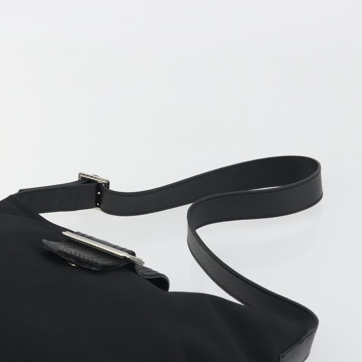 BURBERRY Shoulder Bag Canvas Black Silver Auth 196119