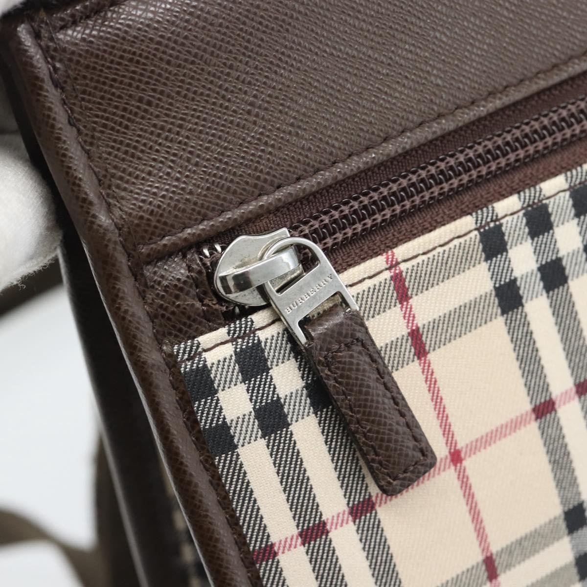 BURBERRY Nova Check Shoulder Bag Canvas Beige Silver Auth 196121