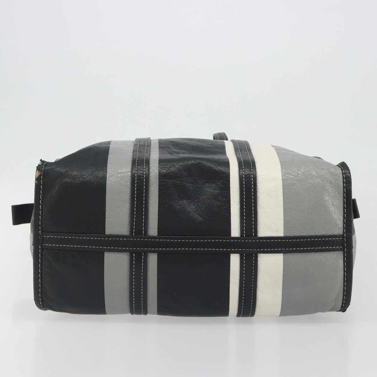 BALENCIAGA Barbes Medium Shopper Tote Bag Leather Black White 480792 Auth 196122