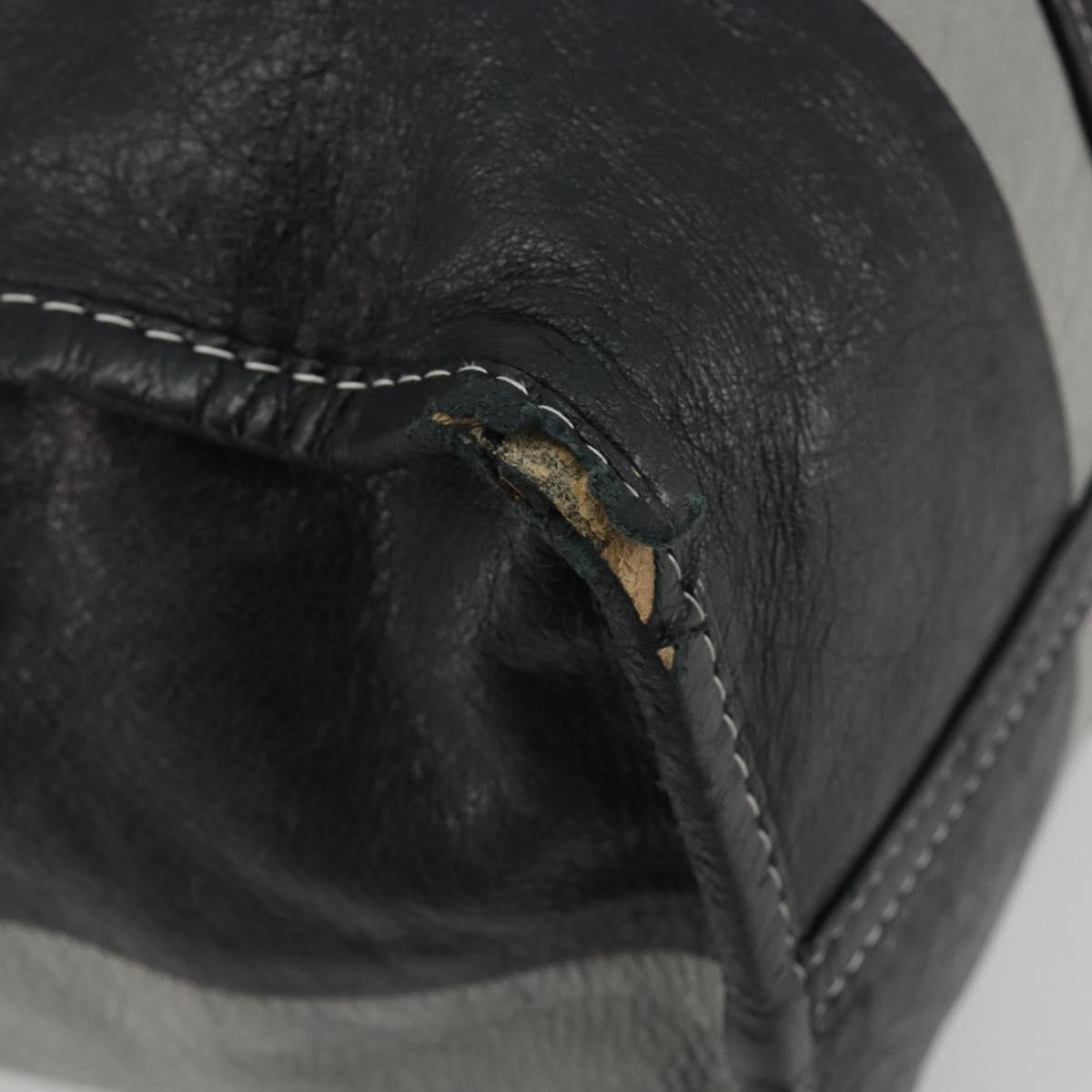 BALENCIAGA Barbes Medium Shopper Tote Bag Leather Black White 480792 Auth 196122