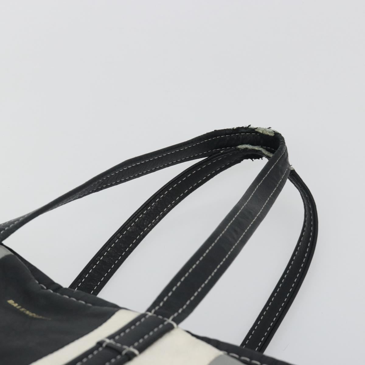 BALENCIAGA Barbes Medium Shopper Tote Bag Leather Black White 480792 Auth 196122