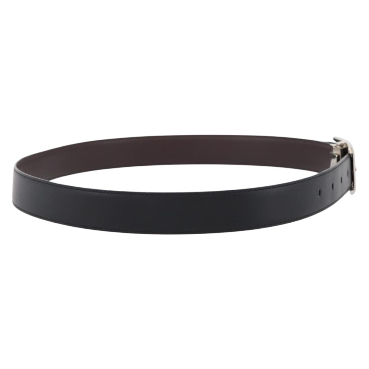 CARTIER Belt Leather 37.8"" Black Silver Auth 196125V