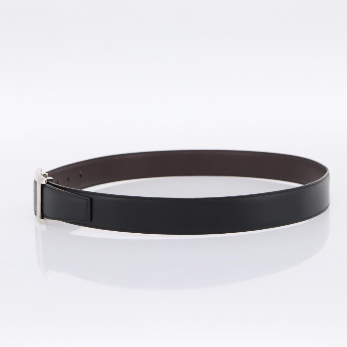 CARTIER Belt Leather 37.8"" Black Silver Auth 196125V