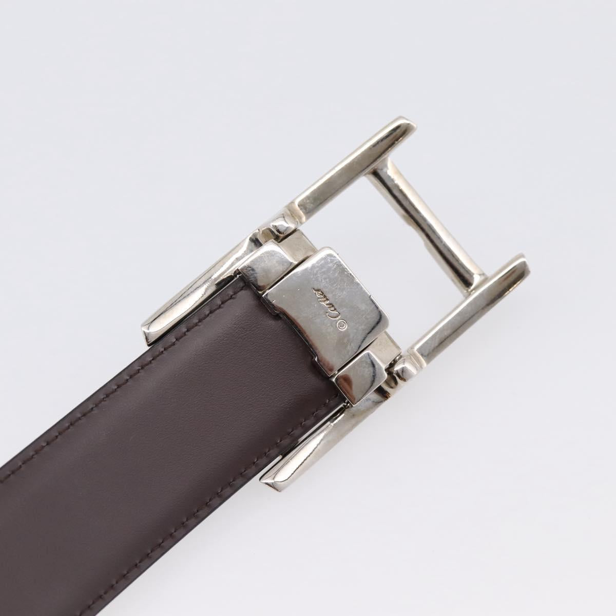 CARTIER Belt Leather 37.8"" Black Silver Auth 196125V
