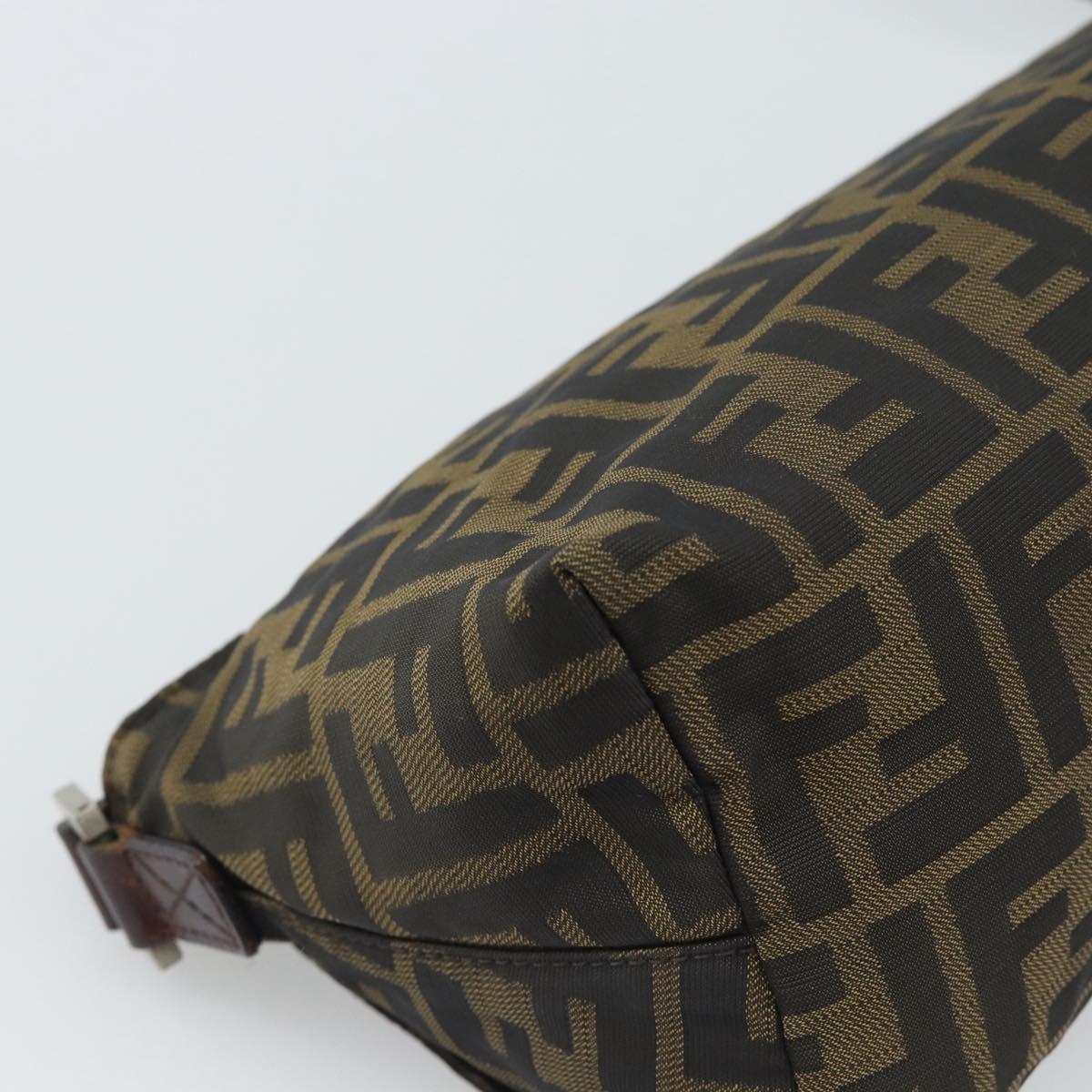 FENDI Zucca Canvas Shoulder Bag Brown Silver Auth 196126