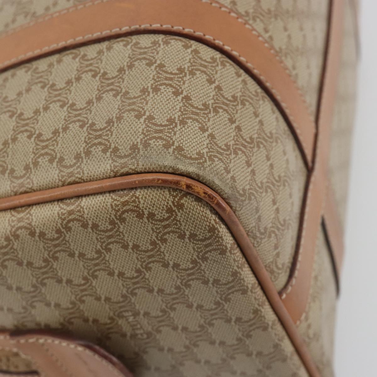 CELINE Macadam Boston Bag PVC Leather Beige Gold Tone Auth 196127