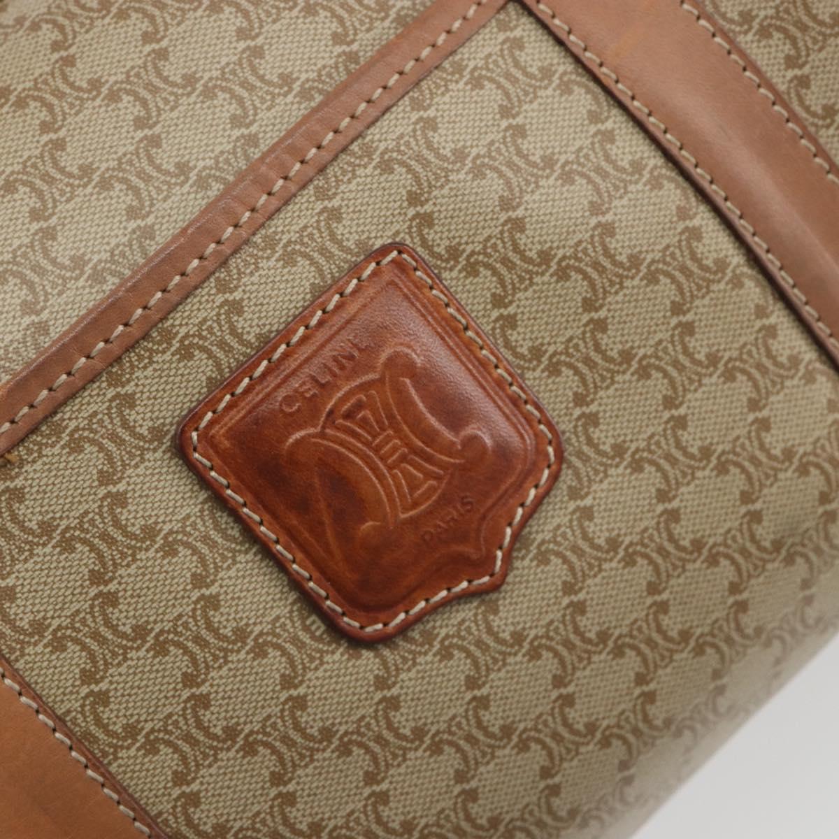 CELINE Macadam Boston Bag PVC Leather Beige Gold Tone Auth 196127
