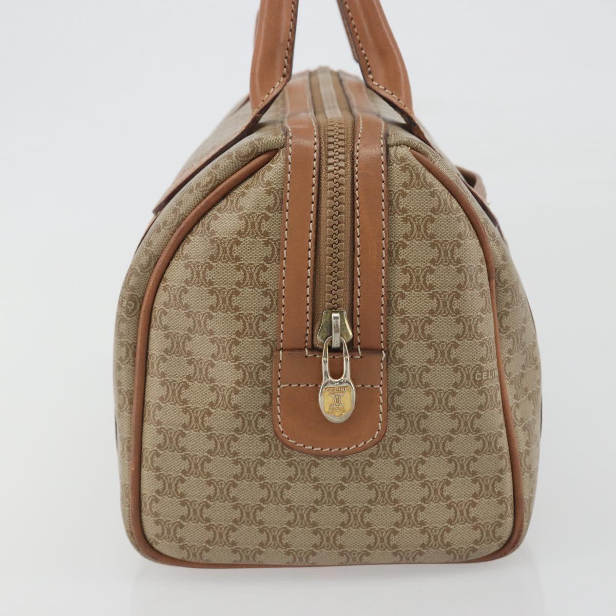 CELINE Macadam Boston Bag PVC Leather Beige Gold Tone Auth 196127