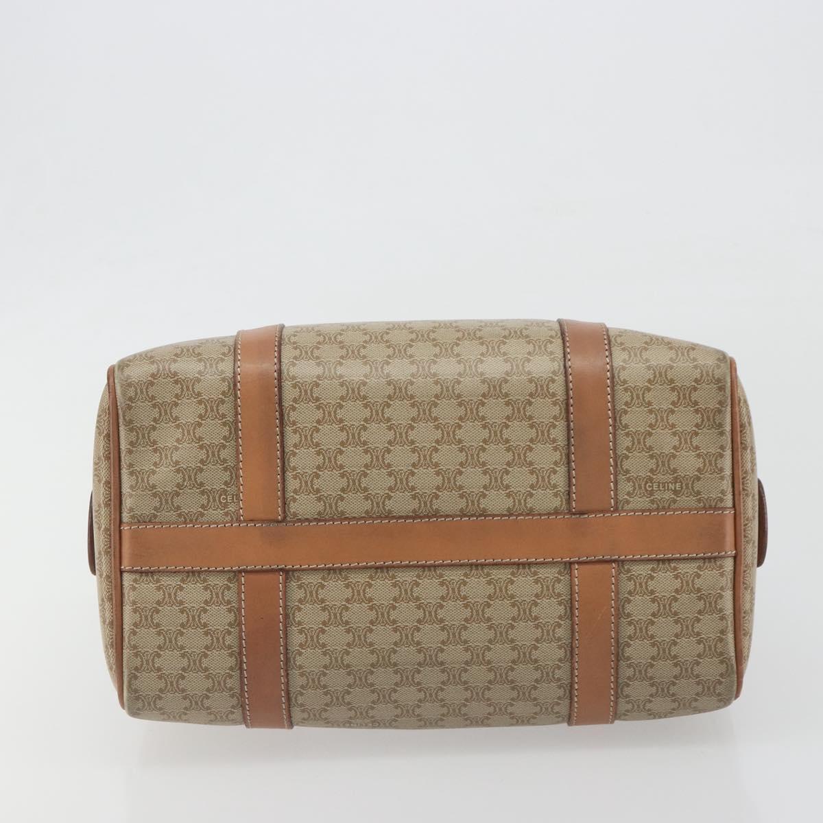 CELINE Macadam Boston Bag PVC Leather Beige Gold Tone Auth 196127
