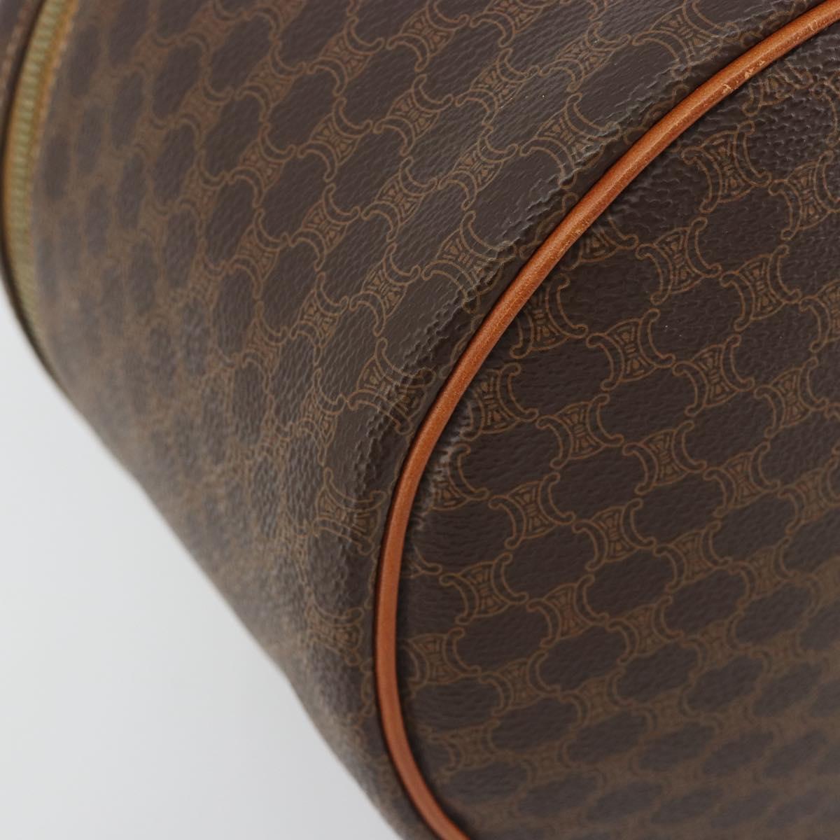 CELINE Macadam Vanity Cosmetic Pouch PVC Leather Brown Gold Tone Auth 196128A