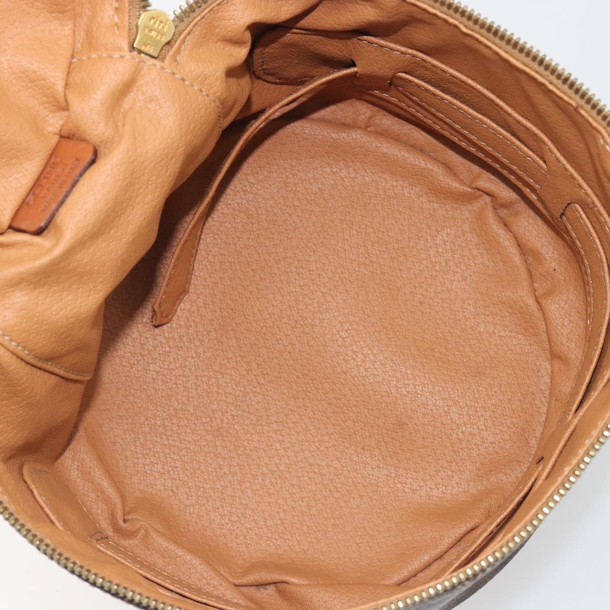 CELINE Macadam Vanity Cosmetic Pouch PVC Leather Brown Gold Tone Auth 196128A