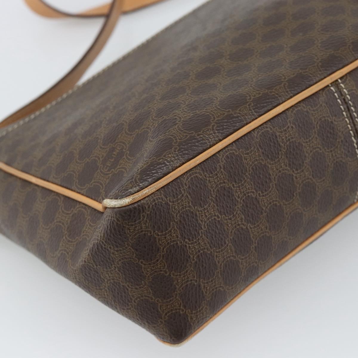 CELINE Macadam Shoulder Bag PVC Leather Brown Gold Tone Auth 196129