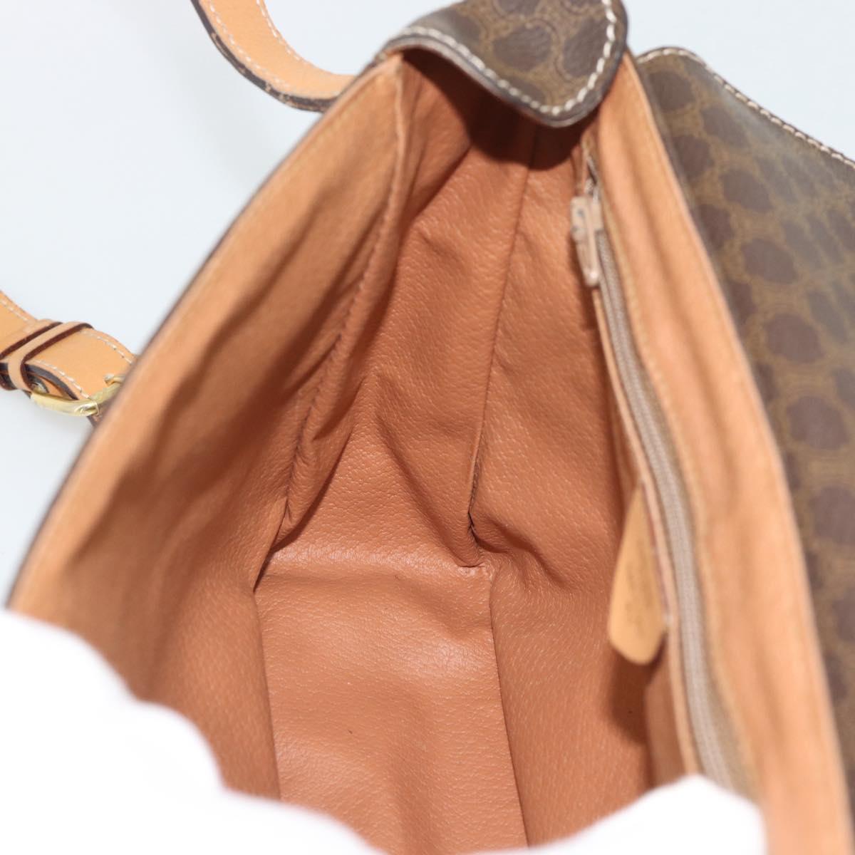 CELINE Macadam Shoulder Bag PVC Leather Brown Gold Tone Auth 196129