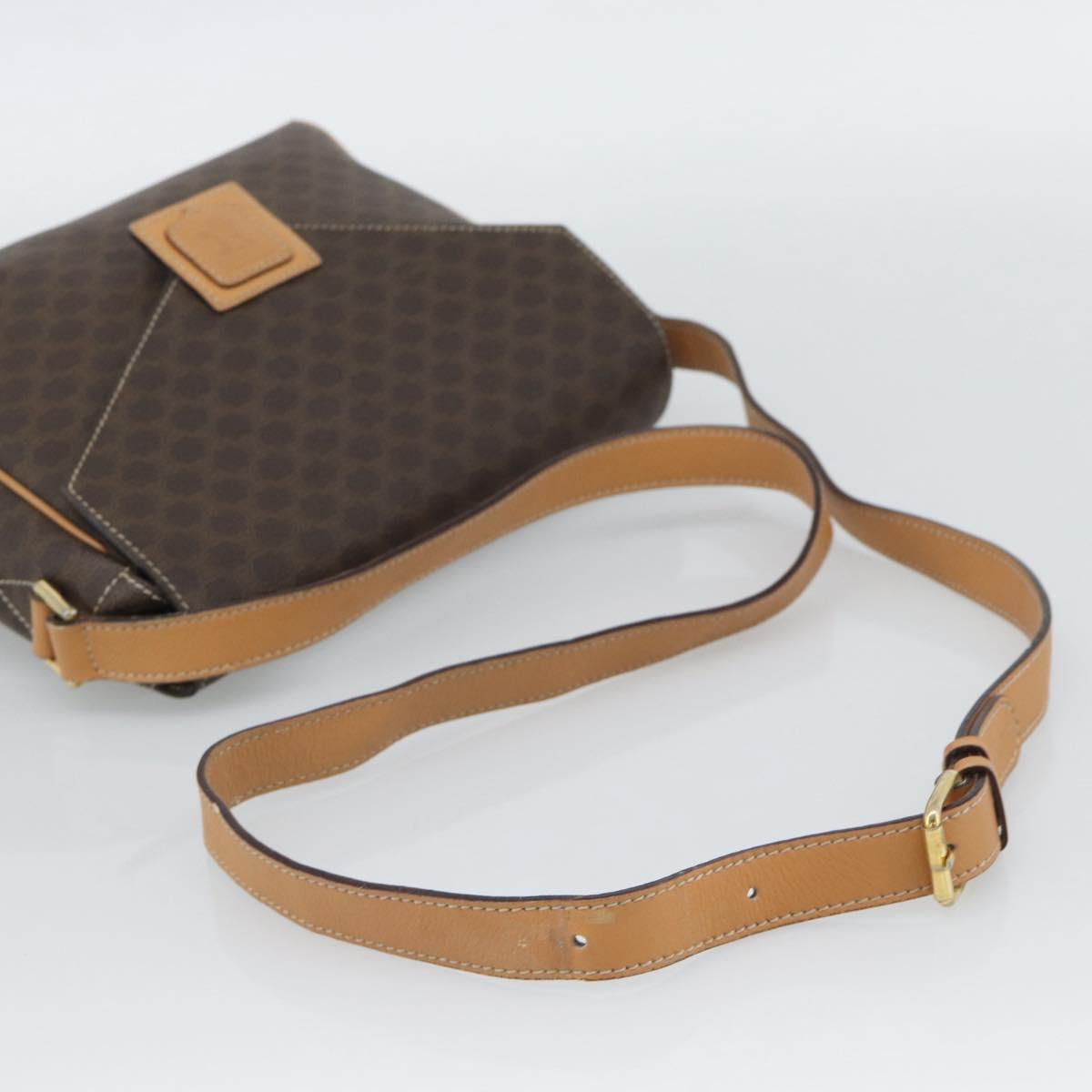 CELINE Macadam Shoulder Bag PVC Leather Brown Gold Tone Auth 196129