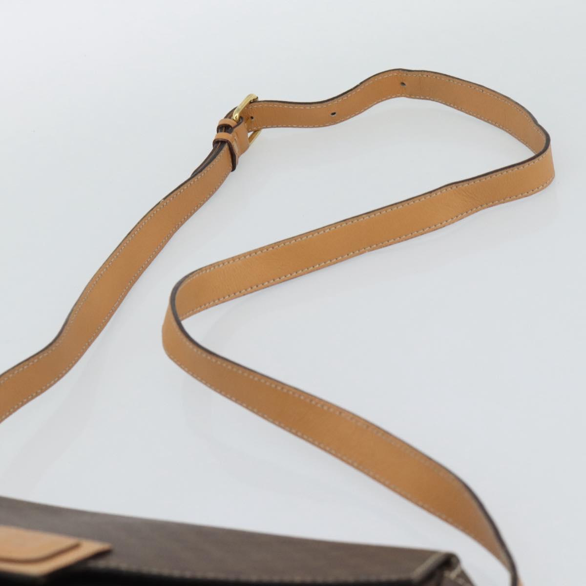 CELINE Macadam Shoulder Bag PVC Leather Brown Gold Tone Auth 196129