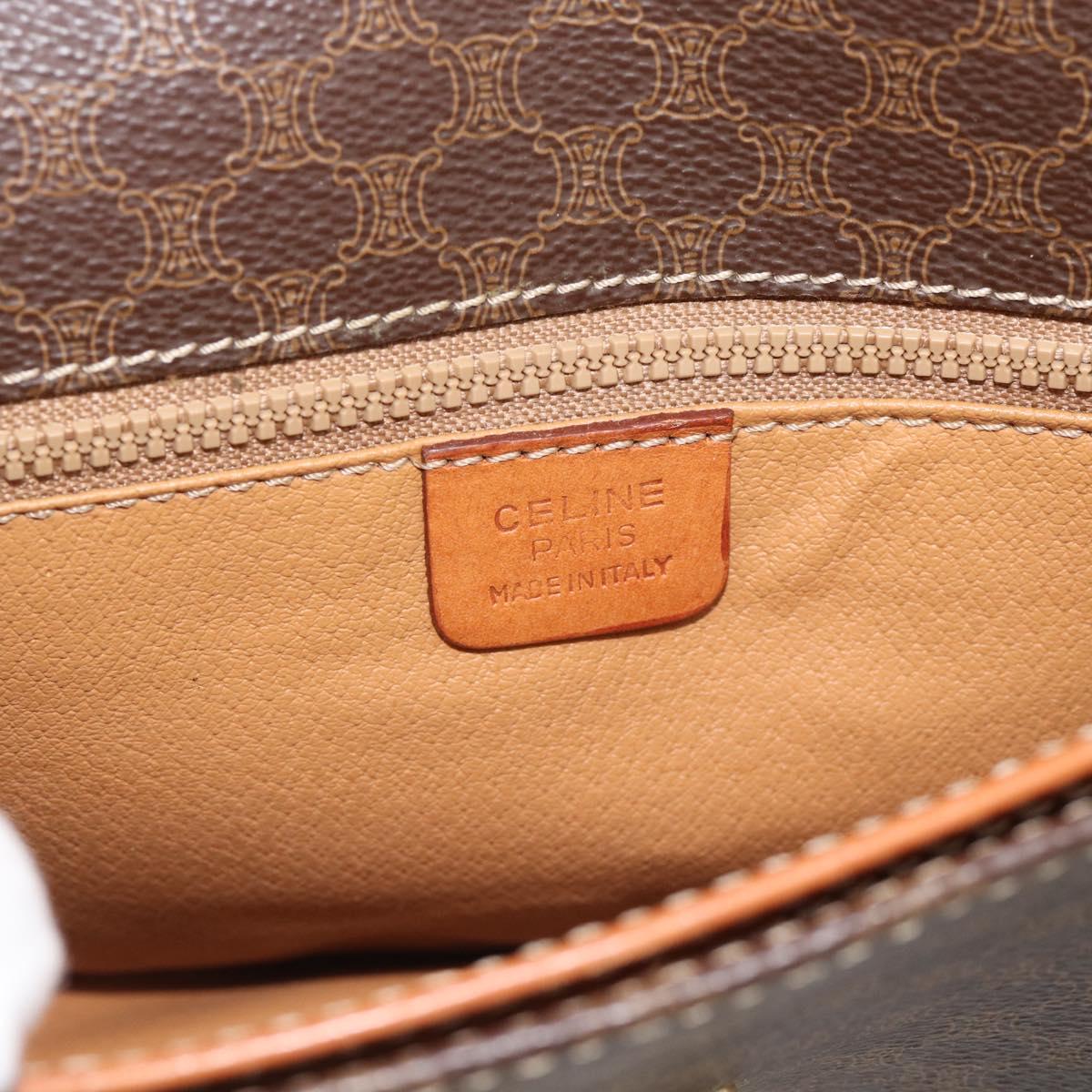 CELINE Macadam Shoulder Bag PVC Leather Brown Gold Tone Auth 196130