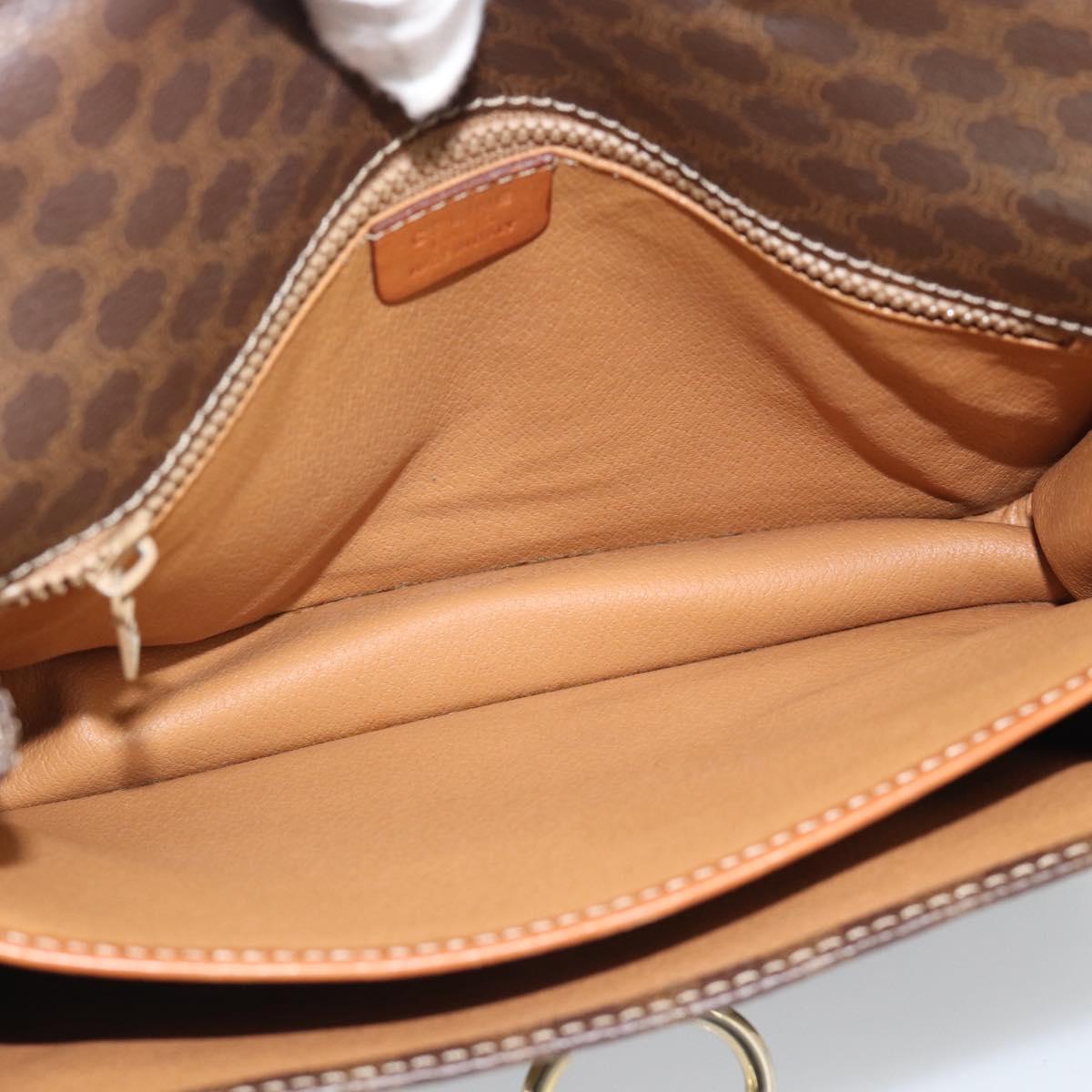 CELINE Macadam Shoulder Bag PVC Leather Brown Gold Tone Auth 196130