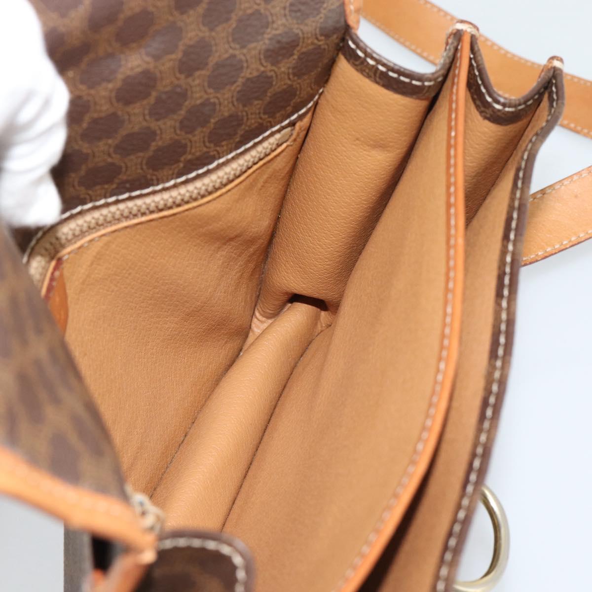 CELINE Macadam Shoulder Bag PVC Leather Brown Gold Tone Auth 196130